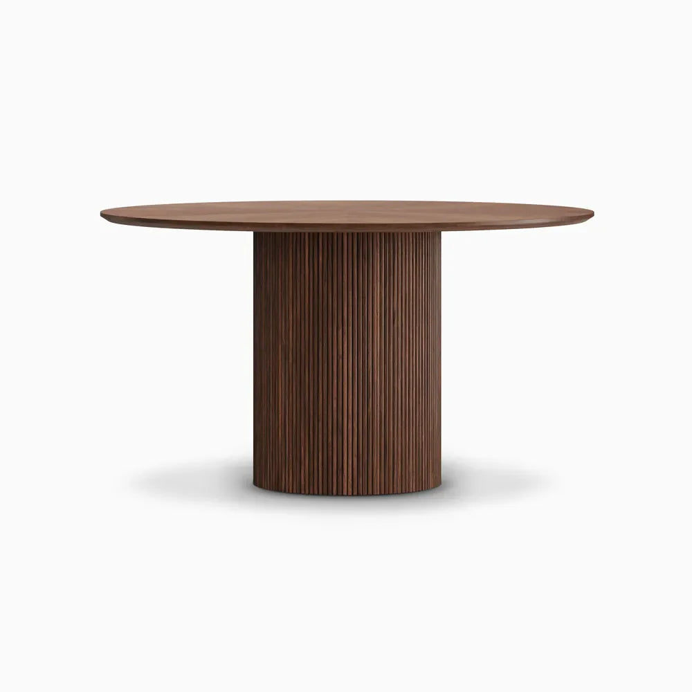 Homio Decor Ripple Design Round Dining Table - Walnut