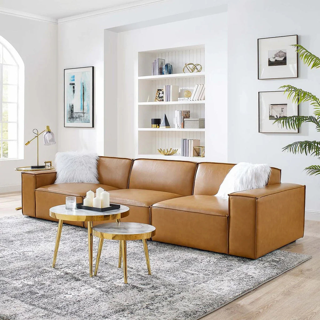 Homio Decor Vegan Leather Block Sofa