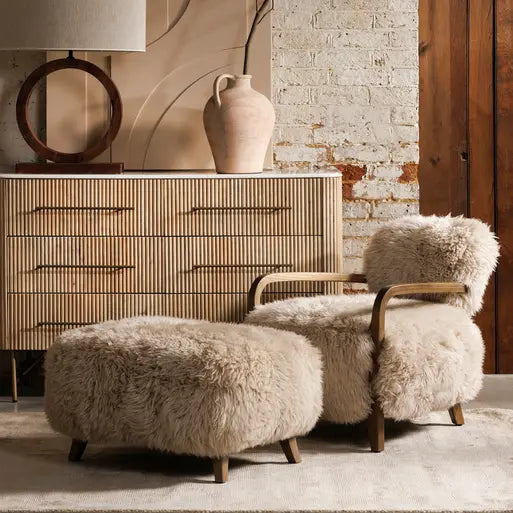 Homio Decor Yeti Sheepskin Armchair and Ottoman