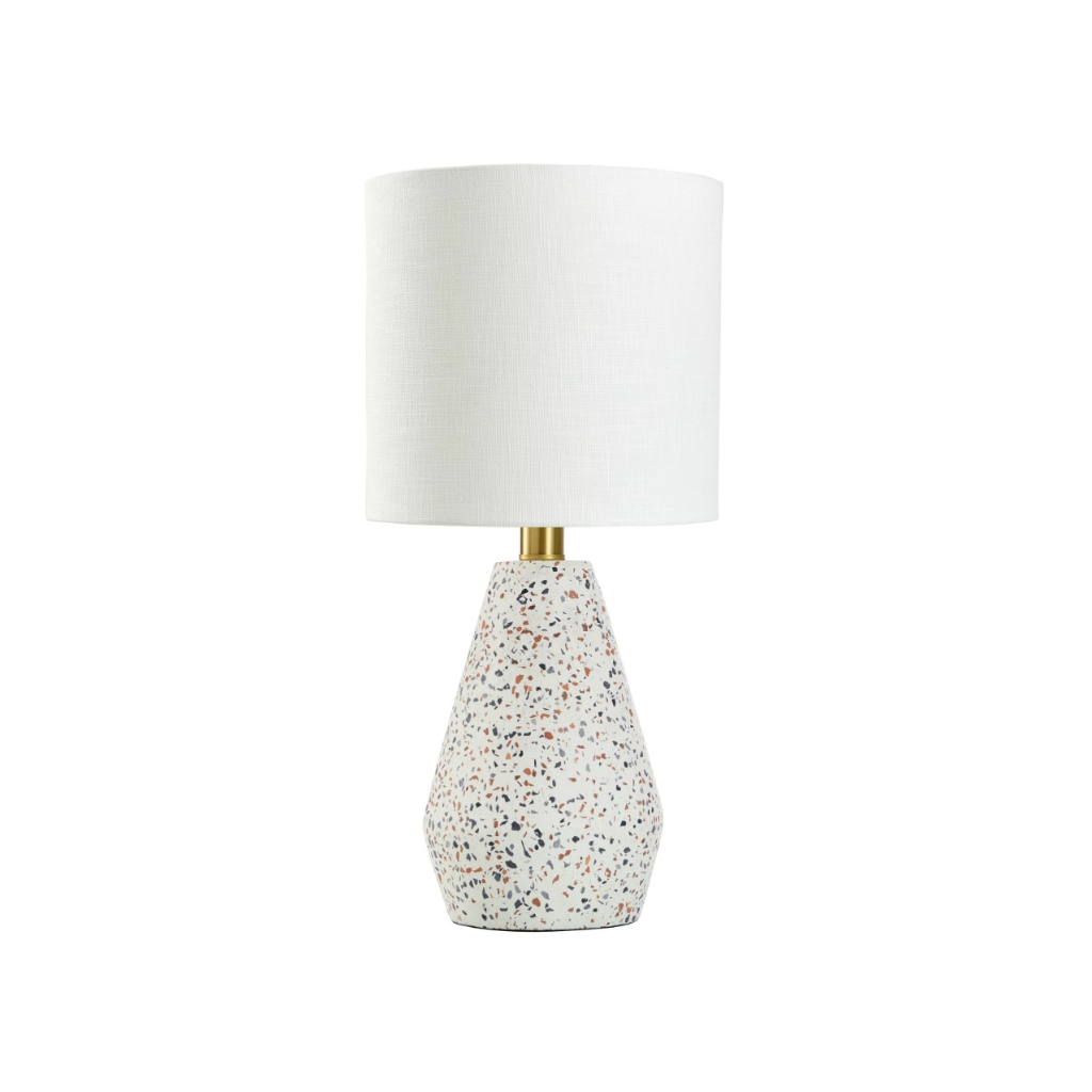 Homio Decor Lighting Terrazzo Table Lamp with White Drum Shade