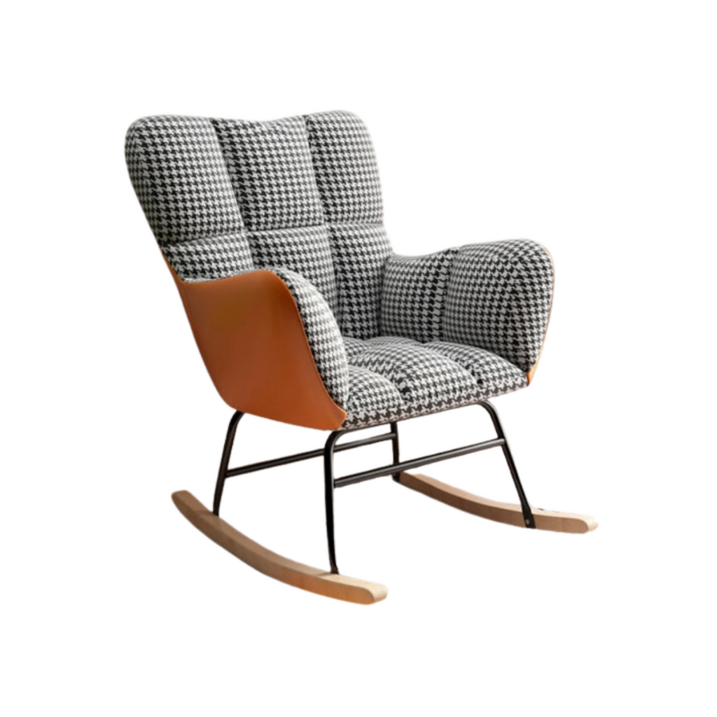 Homio Decor Living Room Houndstooth Linen Rocking Chair
