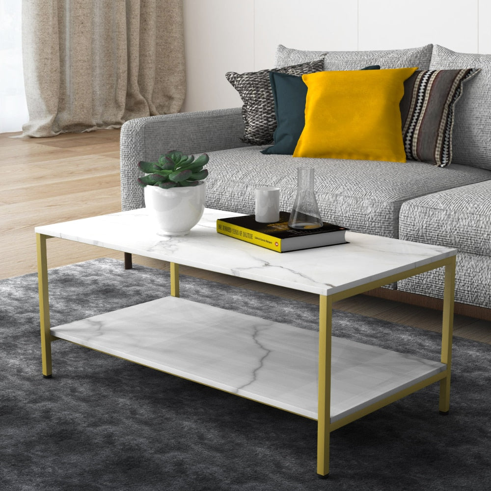 Homio Decor Living Room Marble Rectangular Coffee Table