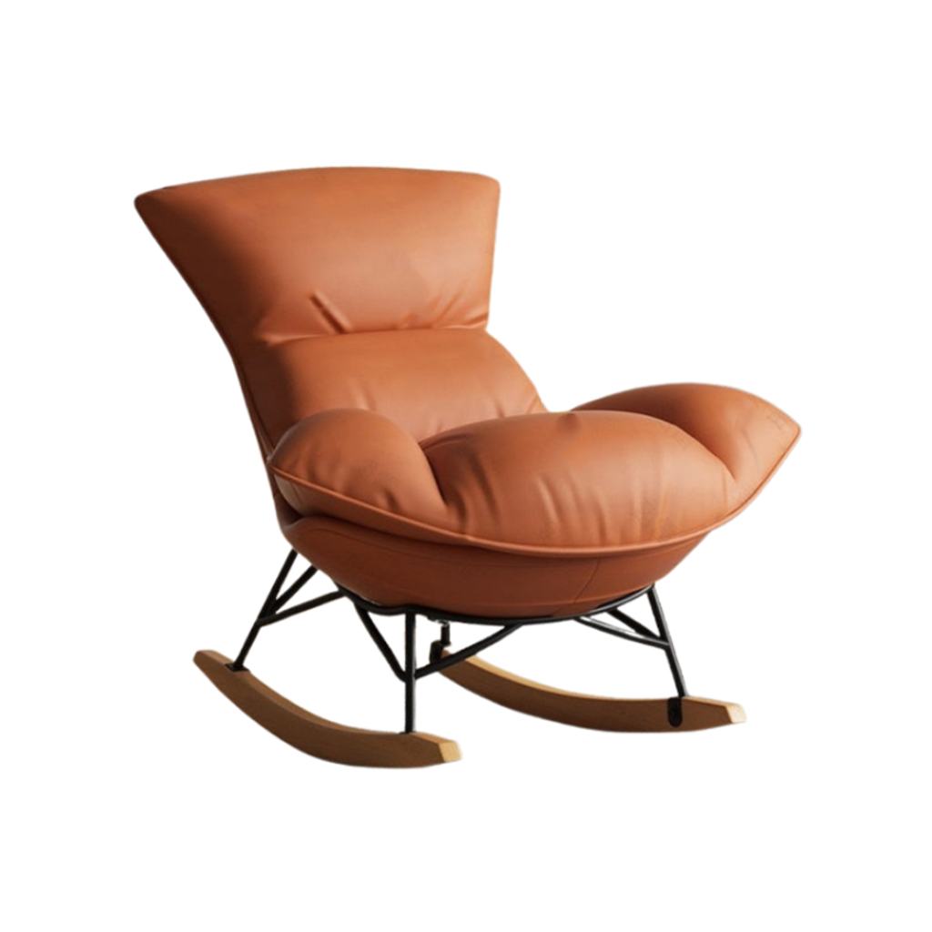 Homio Decor Orange / Without Ottoman Faux Leather Rocking Chair