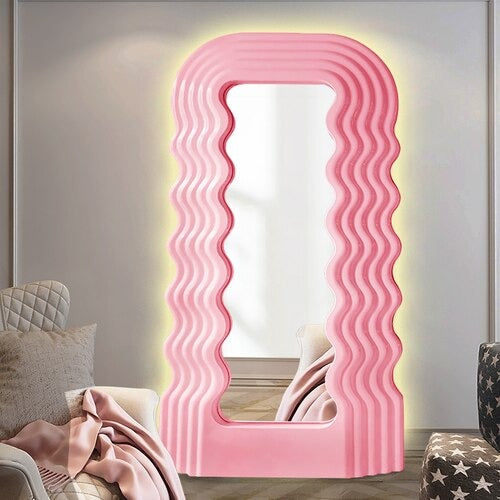 Homio Decor Wall Decor Wavy Vanity Mirror with LED Light